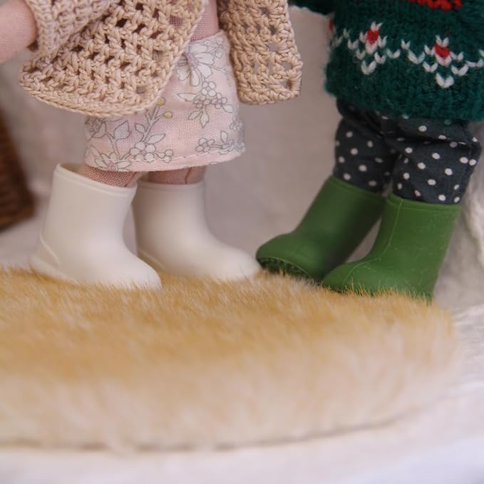 Funky Mini House Miniature Dollhouse Rug - 3 PCS 1:12 Scale Mini Soft Plush Carpet for Dollhouse Furniture Sets Ideal for Dollhouse Bedroom/Living Room Decor & DIY Craft Projects (Khaki)