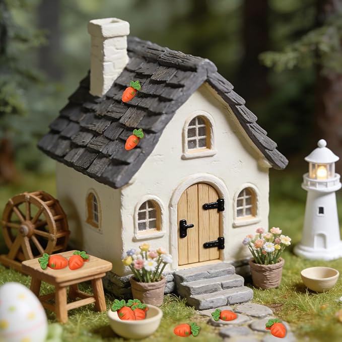 210pcs Mini Carrots, Resin Mini Easter Carrot Decor for Crafts Small Tiny Resin Decoration Supplies Easter Ornaments Home Office Micro Landscaping Party Decorations