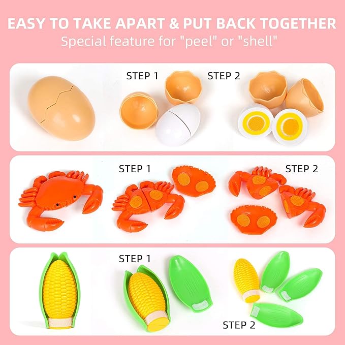 Shimirth 67Pc Pretend Play Food Sets for Kids Kitchen, Pizza Toy Food & Cutting Fake Food - Fruits & Vegetables, Play Kitchen Toys Accessories, Pretend Food Toys for Toddlers Boys Girls Birthday Gift