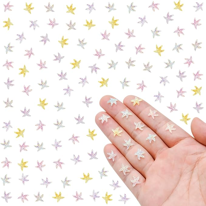 200 Pieces Tiny Starfish Decor for Crafts Dollhouse Miniatures Resin Micro Starfish Ocean Decorations for Dollhouse Fairy Garden Micro Landscaping Decoration
