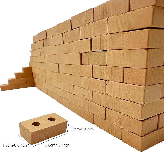 Woohome 200 PCS Mini Bricks Tiny Bricks for Landscaping Miniature Bricks Small Bricks for Crafts (2 Holes Mini Red)