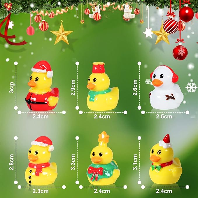 54 PCS Tiny Ducks Mini Resin Christmas Ducks Miniature Colorful Figures Ornament for Xmas, Craft, Dollhouse, Slime, Home Decorations (Christmas 2)