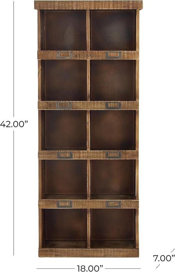 Deco 79 45887 Wall Shelf, Brown,18"L x 7"W x 42"H