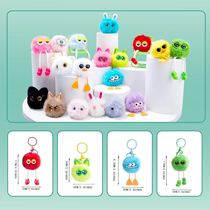 18 PCs Kids Keychains - Keychain Cute for Birthday Goodie Bags Stuffers Keychain Valentines Day Gifts for Kids Classroom Prizes Elementary Carnival Prizes in Bulk Class Prizes Backpack Treasure Box