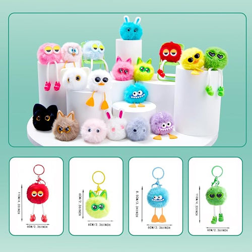 18 PCs Kids Keychains - Keychain Cute for Birthday Goodie Bags Stuffers Keychain Valentines Day Gifts for Kids Classroom Prizes Elementary Carnival Prizes in Bulk Class Prizes Backpack Treasure Box