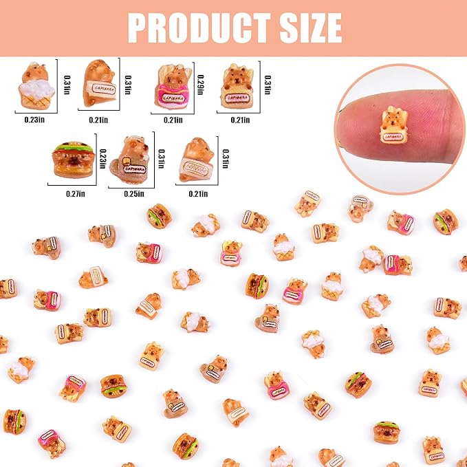 200 Pieces Tiny Capybara Decor for Dollhouse Micro Resin Animals for DIY Crafts Mini Things for Fairy Garden Micro Landscaping Decoration