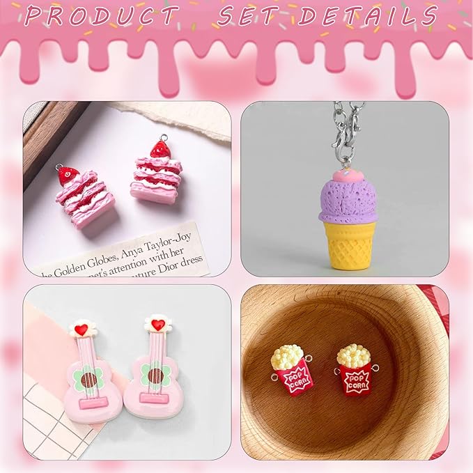 VPDSLABUBU Accessories for 3.9-6.7 Inch (10-17cm) Dolls, There are 7 Miniature Accessories, Including a Cake, ice Cream, Guitar, Bag, Popcorn, a Bell, and a Mobile Phone Model,Meet Your DIY Needs