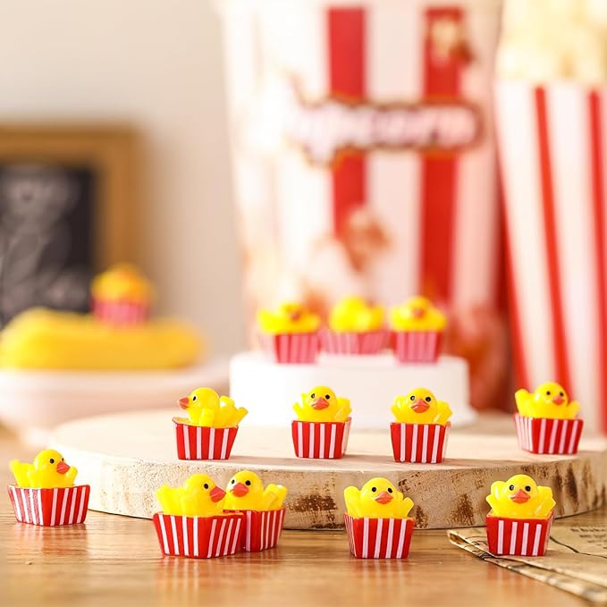 Seenelling 100 Pcs Summer Mini Resin French Fries Ducks Tiny French Fries Duck Figurines for Miniature Landscape Garden Accessories Dollhouse Summer Holiday Decoration