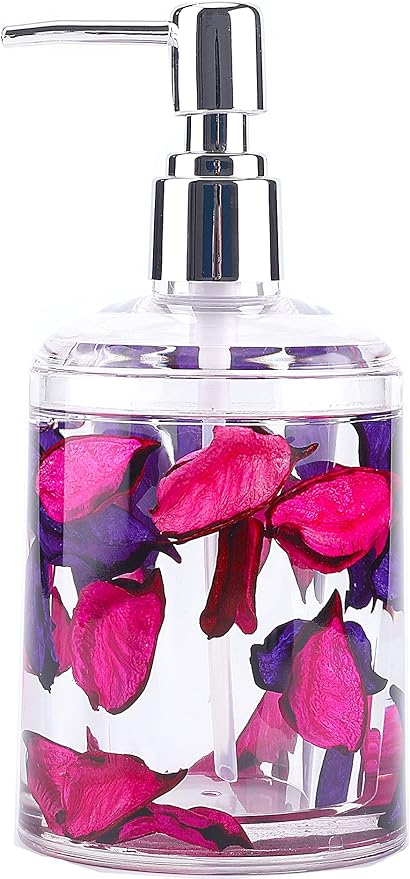 Locco Decor 5 Piece Acrylic Liquid 4D Floating Motion Bathroom Vanity Accessory Set Garden Theme Leaf Toothbrush Holder, Tumbler, Soap Dispenser, Soap Dish, Toiletbrush Holder Set