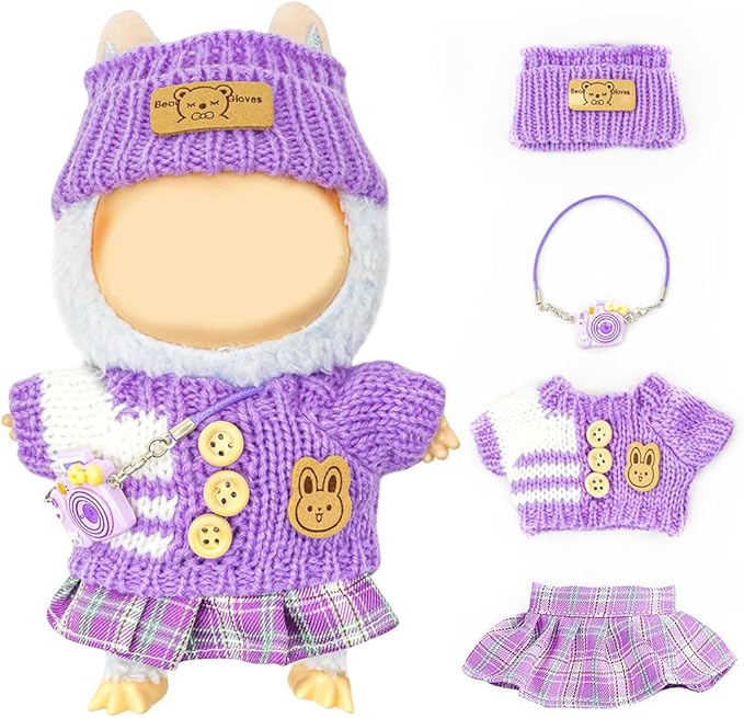 Clothes for Lububu 17cm Dolls(NO Doll) for Lububu Doll Outfits with Accessories Suit for Lububu Cute Stylish Dress Up Set