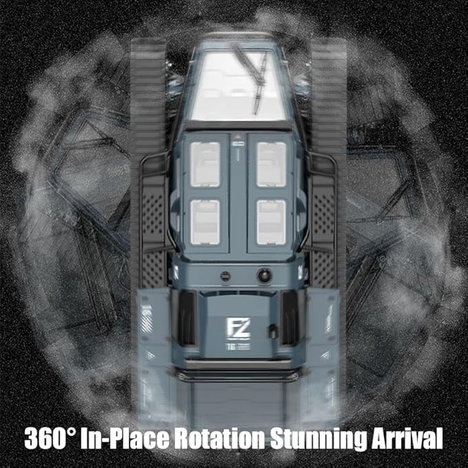 2.4G Fully Proportional Remote Control Tank - Rock Crawler RC Truck 4x4 Off Road Military Vehicle with 2 Batteries, All Terrain Drift Army Truck with Cool Lights, Great Gift for Kids Boys