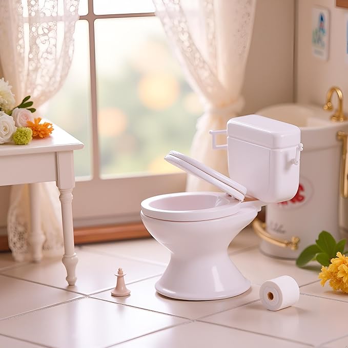 1:12 Scale Miniature Bathroom Toilet - Realistic Dollhouse Furniture for DIY Crafts, Dioramas and Architectural Models