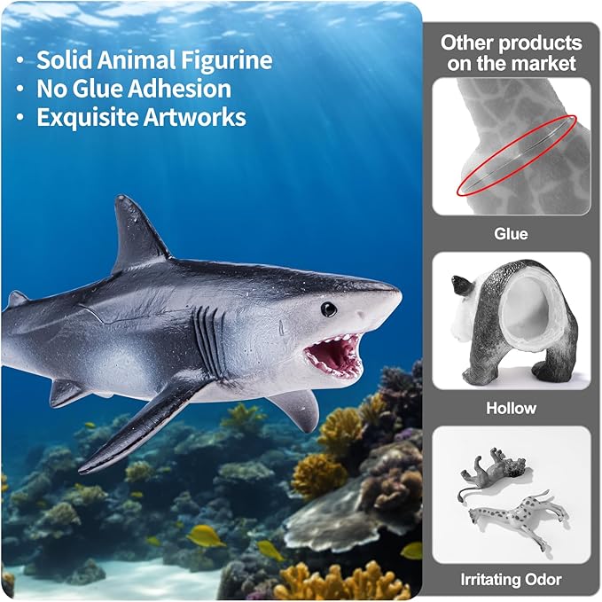 10PCS 5-6" Sea Animal Toys for Toddlers, Bath Ocean Animal Whale Shark Figurines Toys for Kids, Cake Toppers Birthday Party Favors & Gifts for Boys & Girls