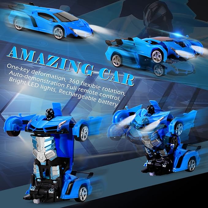 Dolanus Remote Control Car - Transform Robot RC Cars Contains All Batteries: One-Button Deformation and 360 Degree Rotating Drifting, Present Christmas Birthday Gift for Boys/Girls