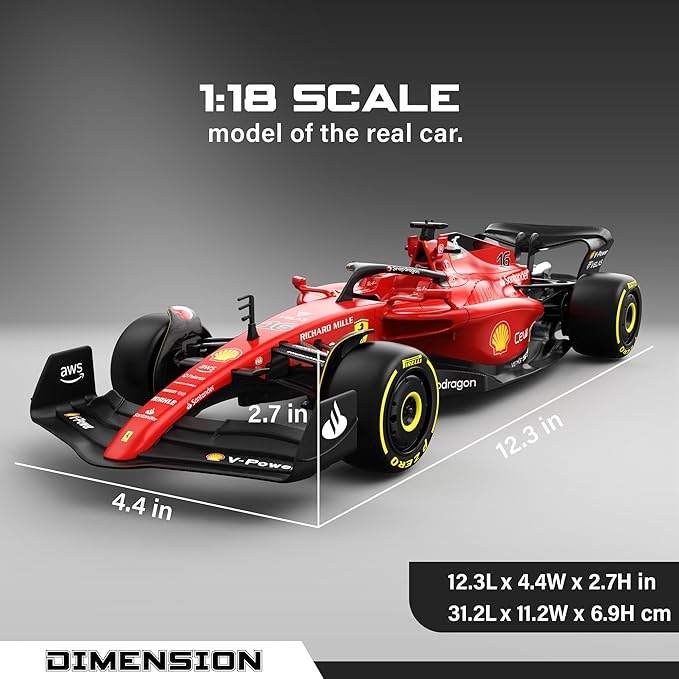 Voltz Toys Authentic Licensed 1:18 Ferrari F1 75 Remote Control Car - F1 Collection RC car Series for Kids and Adults - 2.4GHz RC Car for Gift (1:18 Ferrari F1 75)