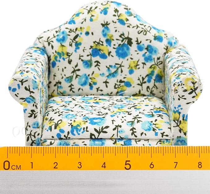Odoria 1/12 Miniature Chair Armchair Dollhouse Furniture Accessories, Blue