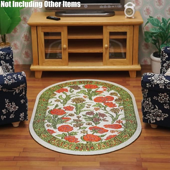 Odoria 1/12 Miniature Rugs and Carpet Dollhouse Decoration Accessories, Green