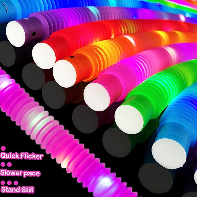 24 PCS Light Up Party Favors Supplies for Kids 4-8-12,Bulk Glow Sticks Bracelet Necklace Accessories for Toddlers,Birthday Treat Return Gifts,Valentines Mardi Gras Goodie Bag Stuffers for Boys Girls