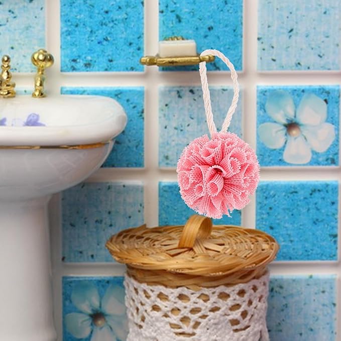 Garneck 10pcs Miniature Bathroom Bath Balls for Doll House Accessories Adorable Bath Sponge Decor for Micro Landscape Dollhouse Play and Miniature Model Settings