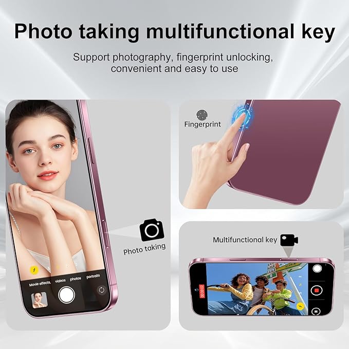 MMY 17PROMA X Unlocked Cell Phone 16+1TB,6.9" HD Screen Unlocked Phones,Android 15 7000mAh Long Battery Life Smartphone,5G/Dual SIM/Fingerprint Button Unlock/Photos/Face ID (Rose Gold, 16+1TB)