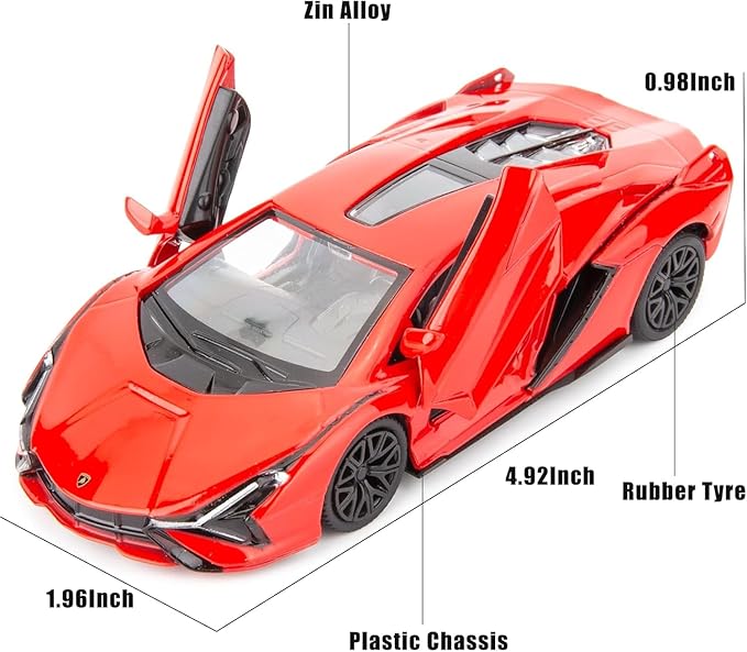 BDTCTK Lamborghini Sián FKP37 Diecast Car Models,1/36 Zinc Alloy Toy Pull Back Vehicles Toy Cars for Toddlers Kids Boys Girls Gift (Red)