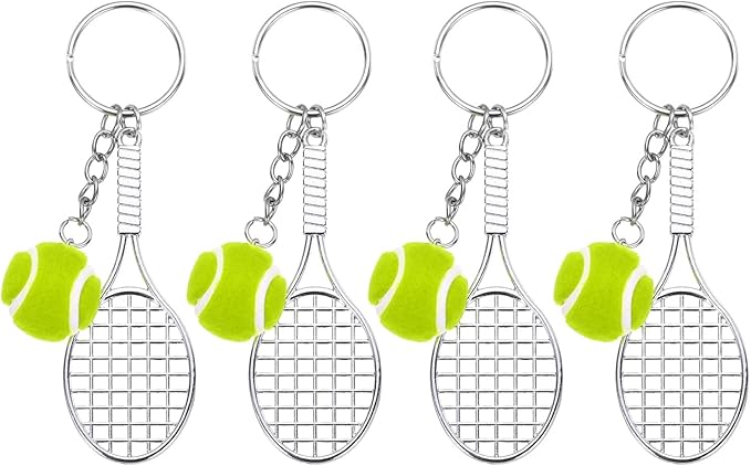 PATIKIL Tennis Keychain,Metal Tennis Racket Key Chains Sports Novelty Charm Pendant for Backpacks,Party Favor, Sports Fan