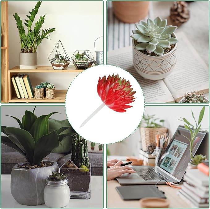 PATIKIL Mini Artificial Succulents, 4 Pack Unpotted Faux Succulent Picks Fake Succulent Plants for Home Landscape Decoration, Red Green