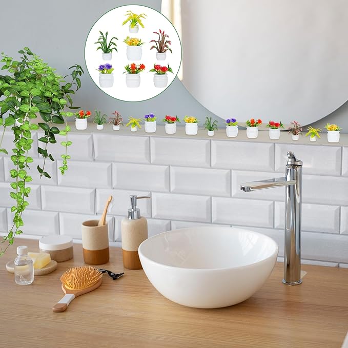 14 Pcs Miniature Dollhouse Plants Accessories for Doll House Tiny Fake Greenery Bonsai Ornament Crafts, Mini Artificial Plants, Dollhouse Plant for Doll House Decoration and DIY