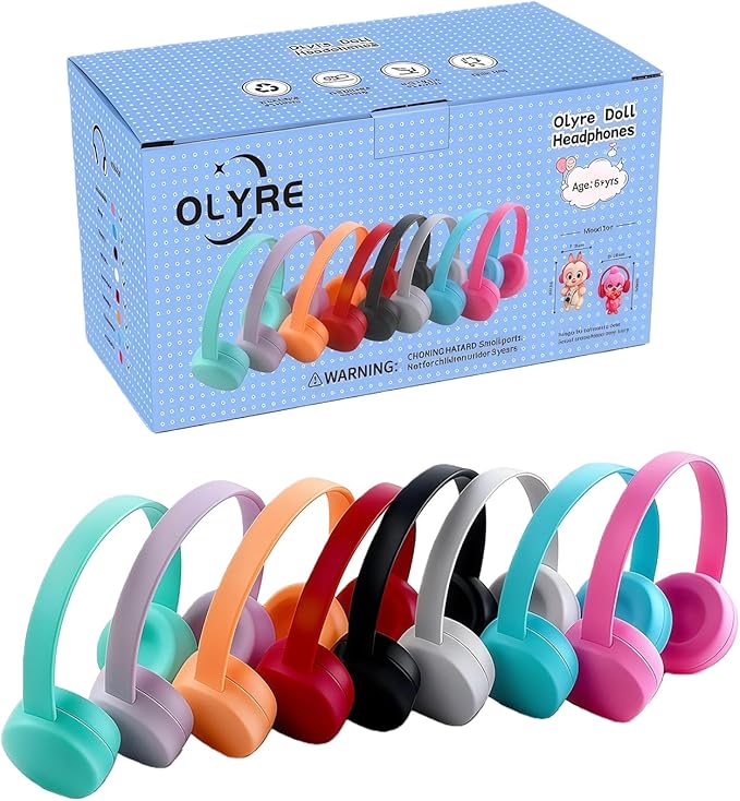 Olyre 8-in-1 Doll-Sized Headphones Set for 17cm Trendy Dolls (8 Pcs Combo) Miniature Headset Costume/Clothing Accessory That Fits Most 6.69" Height Fashion Dolls