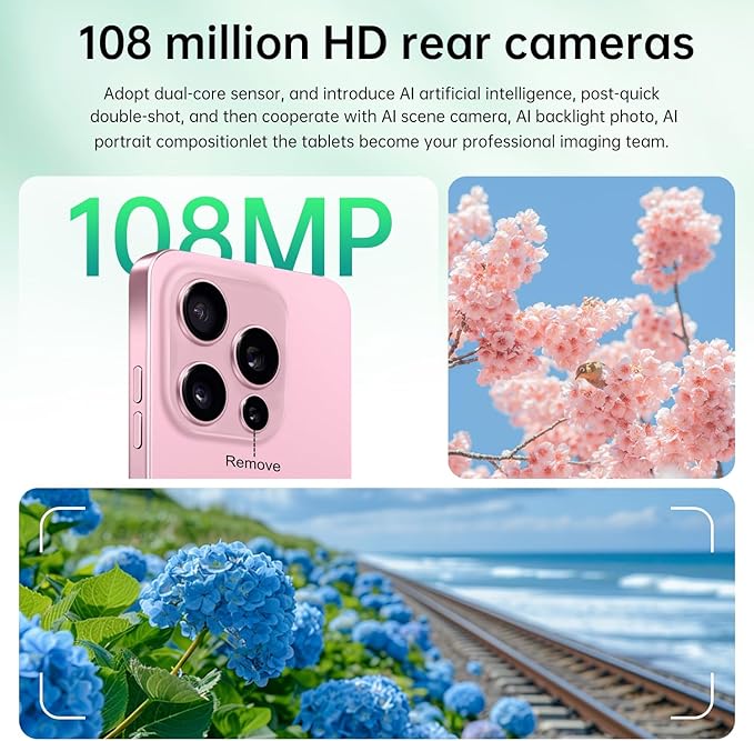Huness 16PROMA X Smartphone Unlocked Cell Phone,6.99" HD Screen Unlocked Phone,16+512GB Android 14 with 128GB Memory Card,Face ID/Dual SIM/5G/Fingerprint Button Unlock/Photos/GPS (Pink, 16+512G)
