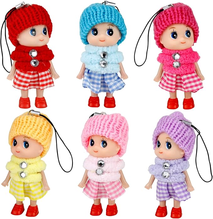 Sealive 6 PCS Small Dolls Girls - 3 Inch Fashion Dollhouse Dolls Princess - Mini Doll Surprise Gift For Kids- Little Dolls Decoration Accessories Wearing Miniature Clothes & Shoes Outfit Toys For Girl