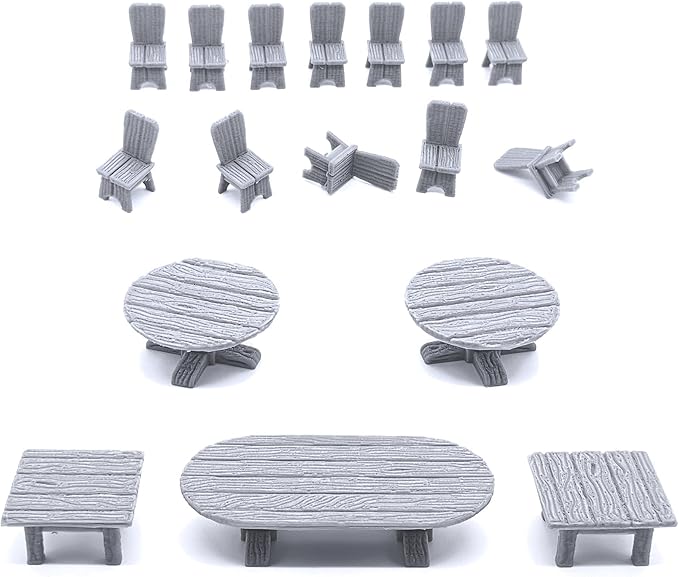 Tavern Bar Furniture Set - DND Terrain - Tabletop RPG Scenery and Wargame Terrain 28mm Miniatures