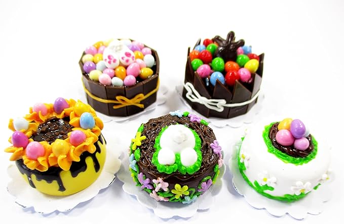 Miniature 5 Easter Cake 1:12 Dollhouse Tiny Food Cake Bakery Charms Supply 16920