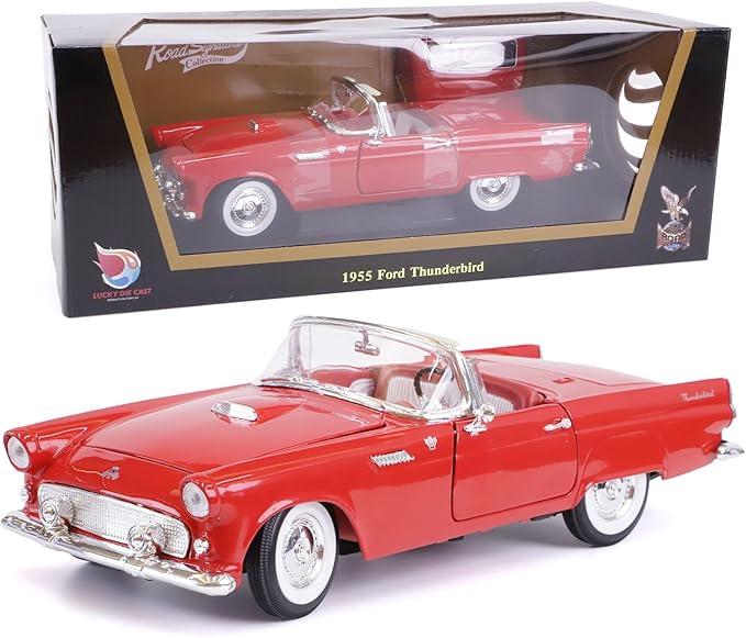 1955 Ford Thunderbird 1/18 Scale Die-Cast Metal Model Premium Classic Vintage Alloy Collection Cars with Display Case, for Kids Men and Teens Dad 14+ Year