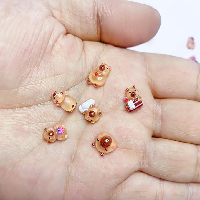 100PCS Mini Capybara Decor for Dollhouse Resin Tiny capybaras for Crafts Micro Miniature Capybara for Fairy Garden Dollhouse Micro Landscaping Decoration