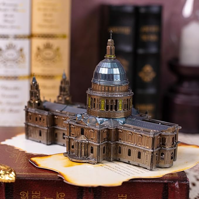 MU 3D Metal Puzzle for Adult Saint Paul's Cathedral, Assembled Religious Architecture Notre Dame Cathedral Model Kits Miniature Building, Birthday Gift Home Decor
