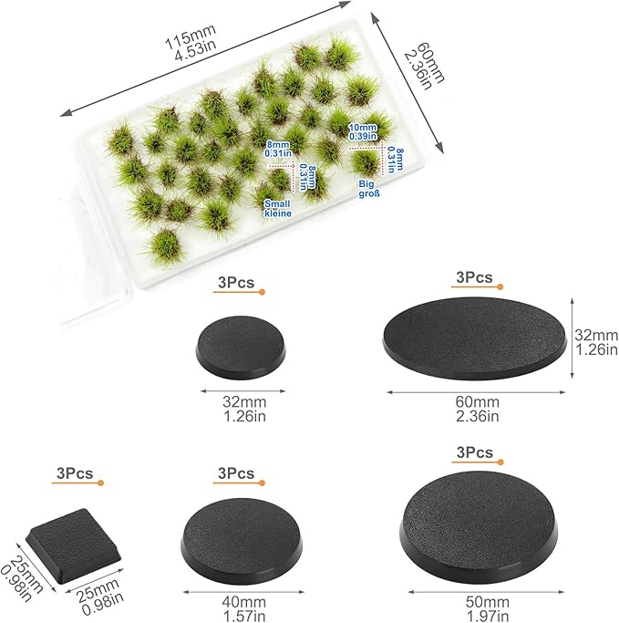 Evemodel Miniature Vegetation Bush Shrub Tufts Artificial Grass with Bases War Game Railroad Scenery (C)