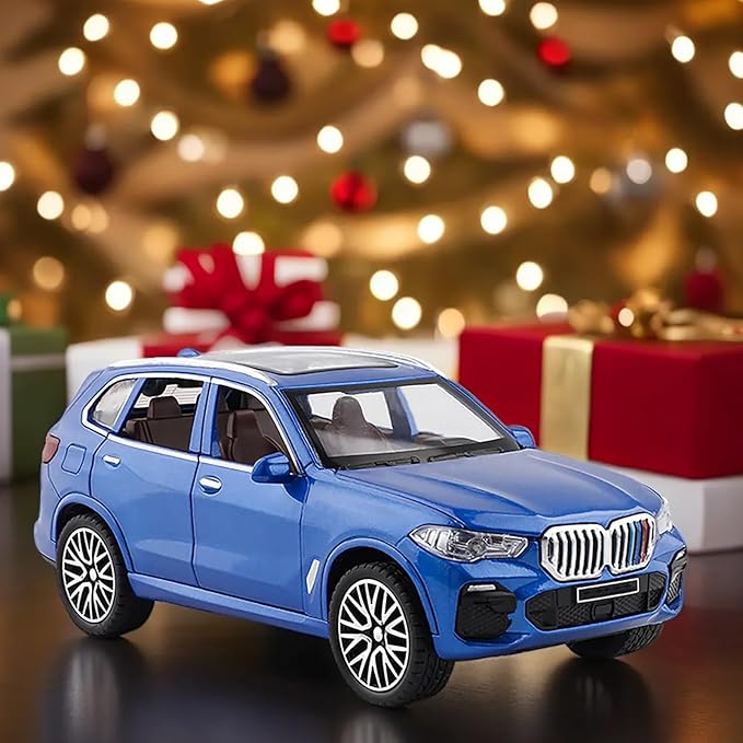 Toy Cars Compatible for X5 1/32 Metal Model Car Toys with Light and Sound Pull Back Collectible Model for Children Age 3 + Year Old Festival Gift(Blue)