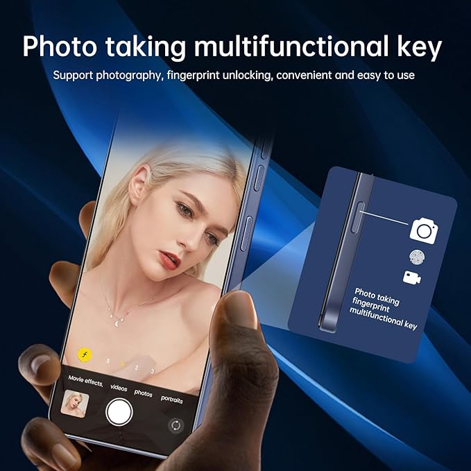 JQAKP 16PROMA X 5G Phone,Smartphone Unlocked Cell Phone 16GB+512GB/6.99“ HD Screen Display/68MP+108MP Camera/7000 mAh, Dual SIM Card/Face Unlock/Fingerprint Button Unlock (Dark Blue)