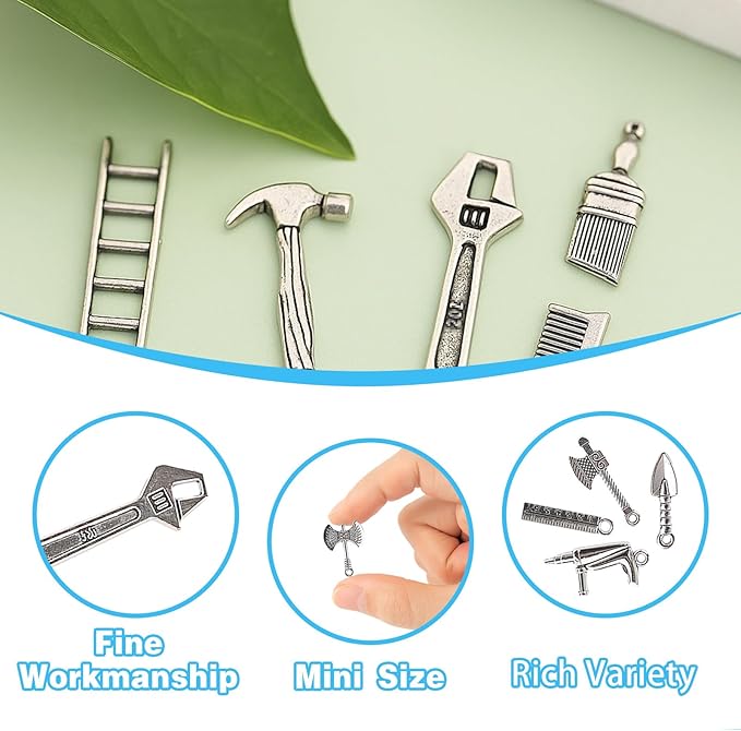 40Pcs 1/12 Dollhouse Miniature Tool Set Pretend Play Toy Party Accessories with Mini Realistic Metal Repair (Hammer,Wrench,Shovel,Scissors) for Toddlers Role-Play Educational Gift for Boys and Girls