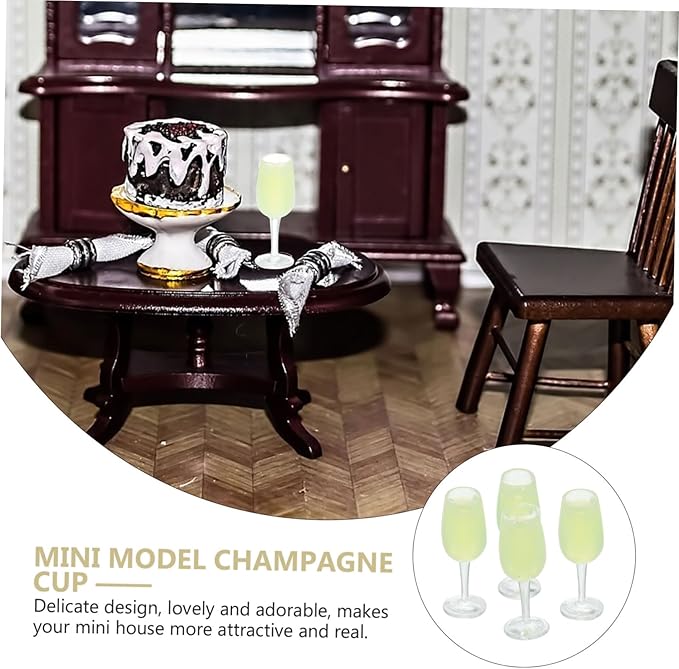 Housoutil 4sets Dollhouse Flutes Cup Bottles Mini Doll House Decor Miniature Doll House Accessories Resin 4pcs*4