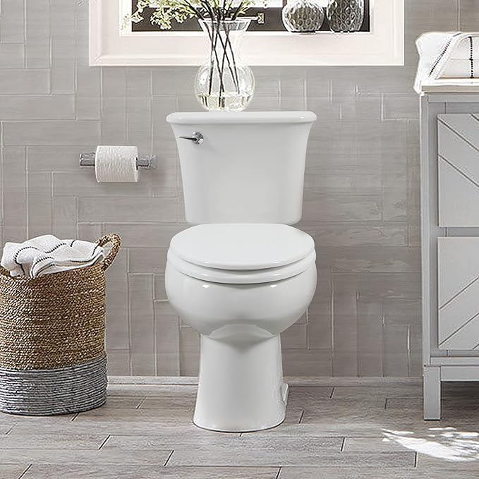 Elongated White Toilet Seat Natural Wood Toilet Seat with Zinc Alloy Hinges, Easy to Install also Easy to Clean, Scratch Resistant by Angol Shiold (Elongated, White)