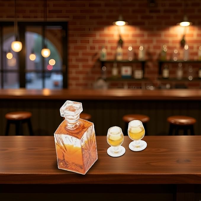 3Pcs 1:12 Scale Dollhouse Miniature Accessories Whiskey Wine Bottle Bar Model Convenient and Nice Accessories