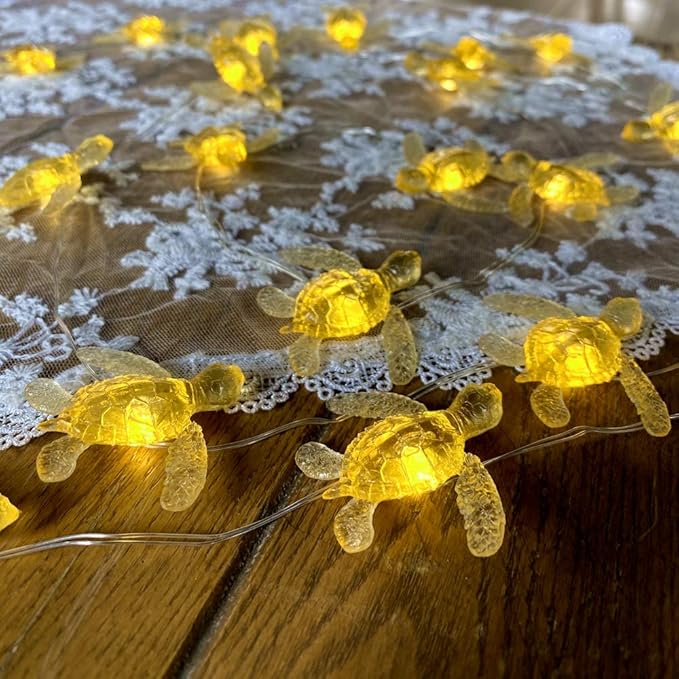 JASHIKA Sea Turtle Fairy Lights Ocean Theme String Lights Indoor-Cute Beach Light USB Plug in & Battery Operated 10ft 30 LEDs with Remote Control- Decorative Lights for Christmas Tree Bedroom Camping