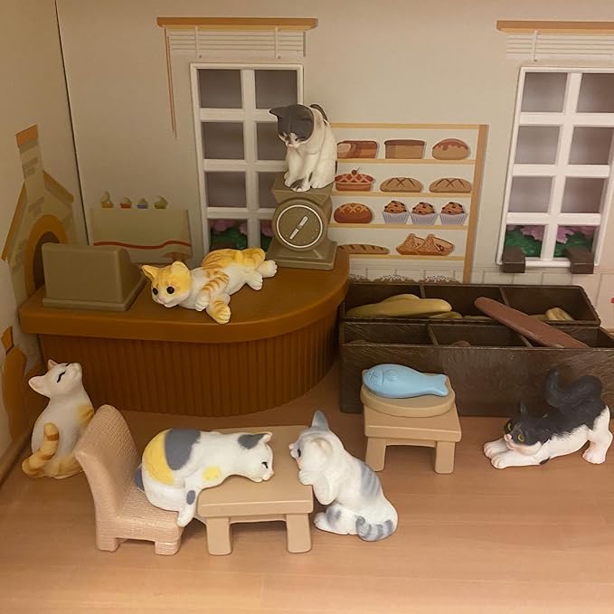 Cute Miniature Cat Figurines Assortment - Fairy Garden, Dollhouse & Plant Decor, Mini Model Set for Terrarium, DIY Crafts, Home Ornament and Display. (Casual)