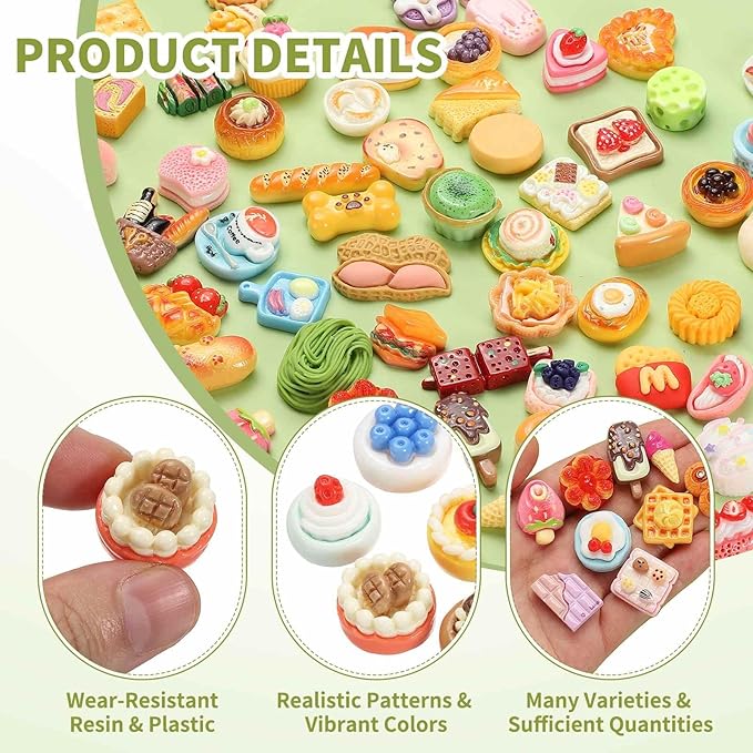 Dollhouse Miniature Food, Cute Mixed Fruit Cream Cake Figures Toys Mini Resin Foods Trinkets for Pretend Play Kitchen Cooking Game & Doll House Decor (Mixing Colors, 20pcs)