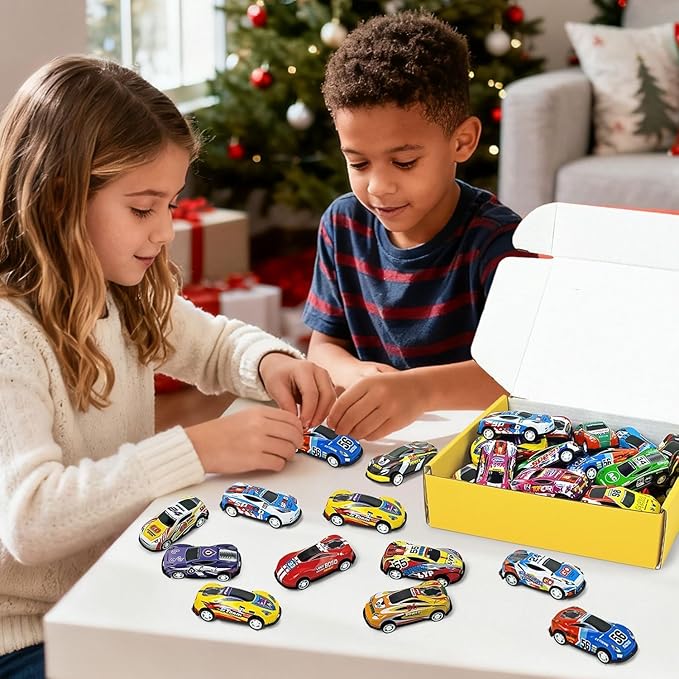 Vileafy 30 Mini Race Cars for Classroom Prizes, Party Favors for Kids 4-8 Years Old, Bulk Small Pull Back Car Toys for Treasure Box, Mini Toys Cars for Boys and Girls Valentines Day Gifts for Kids
