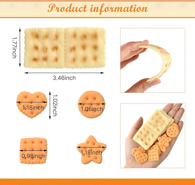Fake Cookies, 20Pcs 5 Styles Artificial Baked Biscuits Simulation Realistic Crackers Dessert Food for Home Kitchen Shop Display Photography Props