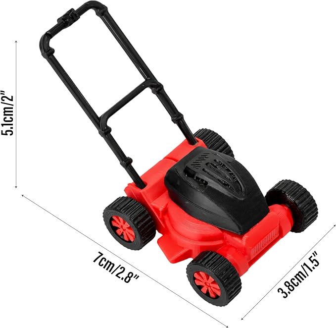 Miniature Dollhouse Lawnmower Model for 1:18 Scale, Creative Red Lawn Mower Mini Ornament Decoration, Realistic Compact Lightweight Decor for Doll House Home Festival Scenes