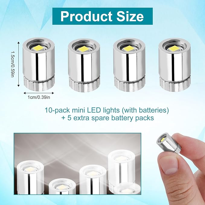10pcs Micro Led Lights, Battery Powered Tiny Led Lights Small Mini Dollhouse Miniature Light for Paper Lantern Party Decoration Crafts Dollhouse Accessories (White Light)